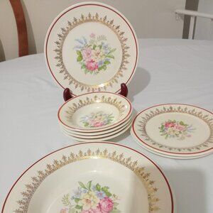 Rare Sebring American Limoges Admiration Gold Rimmed Plates Set